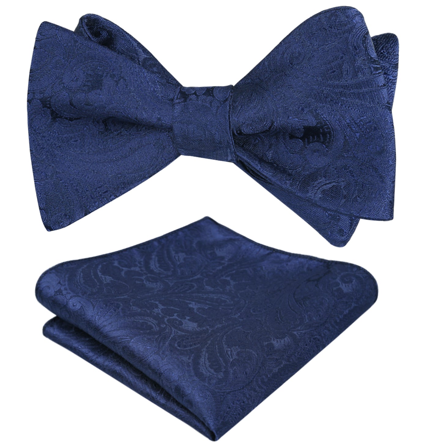 Men's Paisley Jacquard Self Bow Tie Pocket Square Set, 176