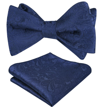 Men's Paisley Jacquard Self Bow Tie Pocket Square Set, 176