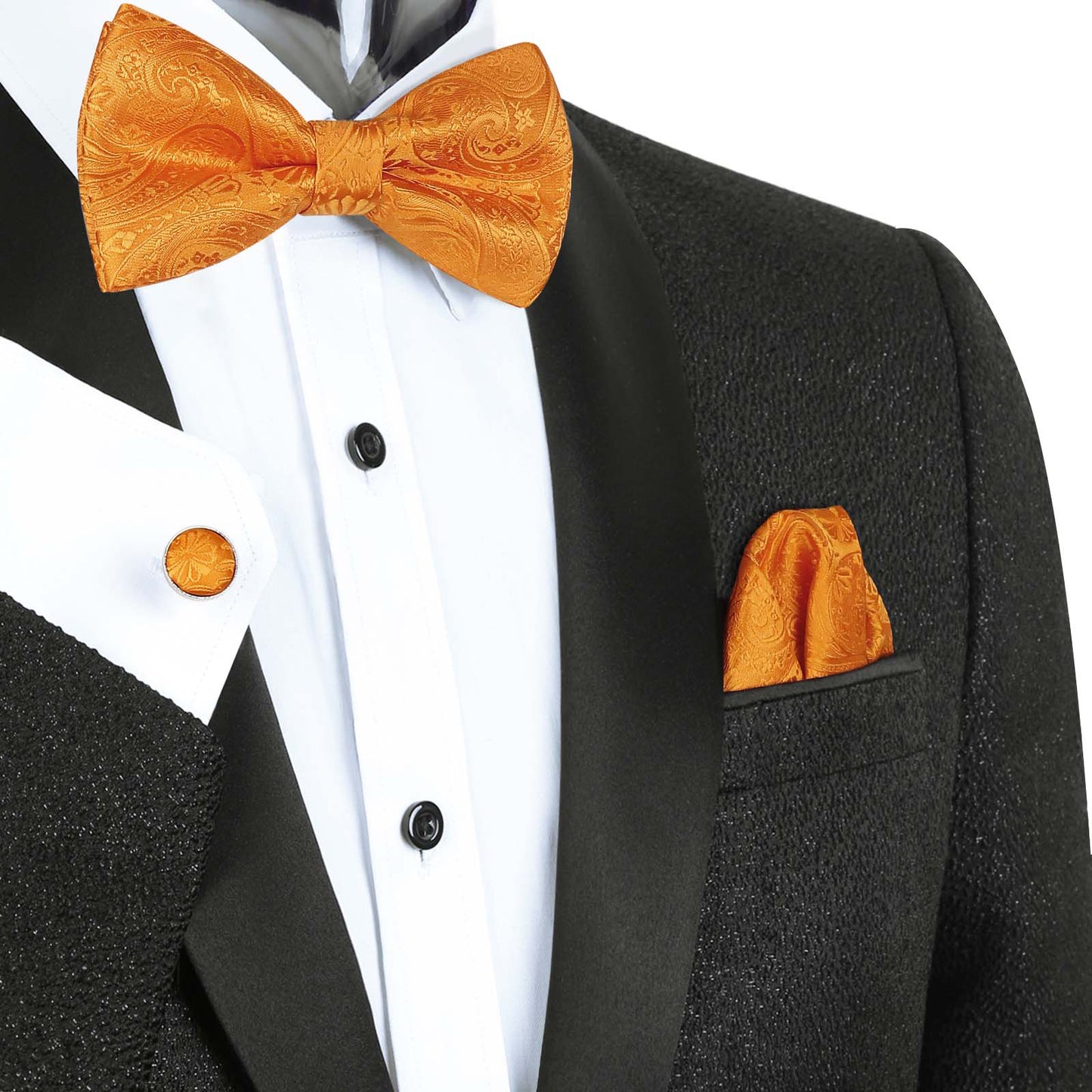 Men's 5pcs Paisley Suit Vest Classic Jacquard Button-Down Waistcoat Set, 185-Orange