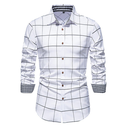Men's White Check Long Sleeve Shirt 2123201