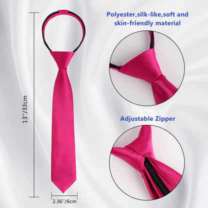 Boy's Classic Solid Bow Tie, Necktie and Suit Vest Set, 078-Rose Red