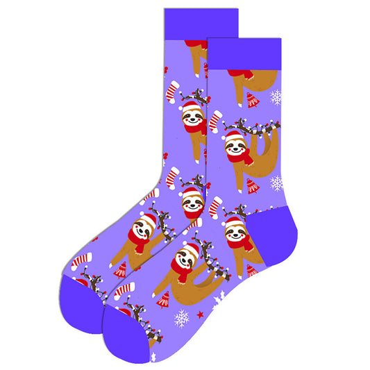 Purple Christmas Sloths Socks SC049