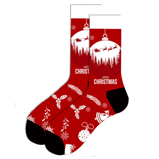 Red Christmas Reindeer Bells Socks SC054