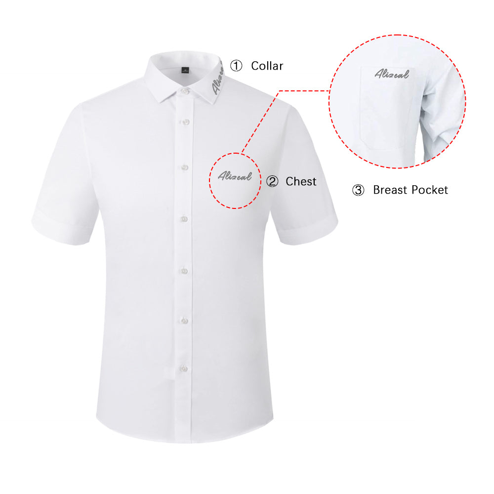 Non-ironing Custom Men's Short Sleeve Embroidered Shirts CS002