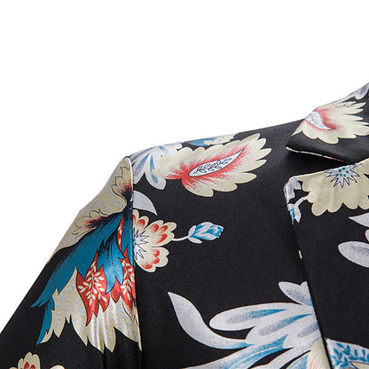 Men's Floral Print Suit Blazer Two Piece Set SVTS005