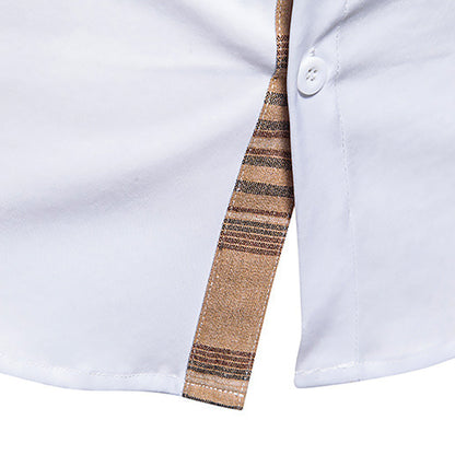 Men's White Plaid Collar Long Sleeve Button Down Shirt 2123602