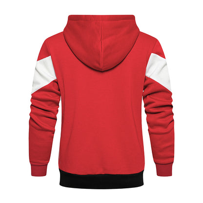 Men's Red Full Zip Hooded Sweatshirt ST002