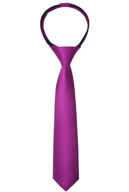 Boy's Solid Color Pre-tied 2.4'' Zipper Skinny Necktie #067