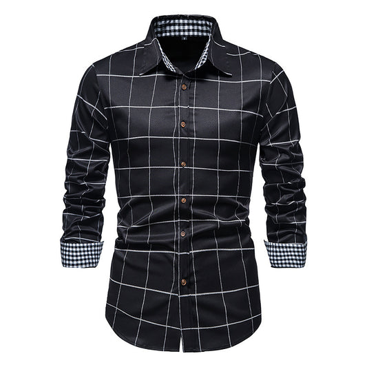 Men's Black Check Long Sleeve Shirt 2123203