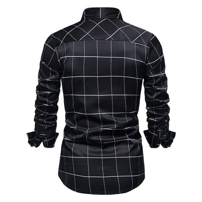 Men's Black Check Long Sleeve Shirt 2123203