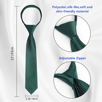 Boy's Classic Solid Bow Tie, Necktie and Suit Vest Set, 078-Dark Green