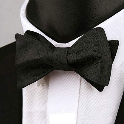 Men's Paisley Jacquard Self Bow Tie Pocket Square Set, 176