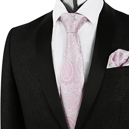 Men's Paisley Necktie with Pocket Square 59 * 3.15in Self-tied Tie Set, 144
