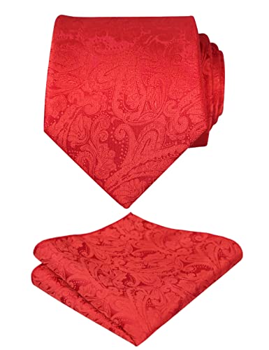 Men's Paisley Floral Tie Handkerchief Wedding Woven Necktie Set, 174