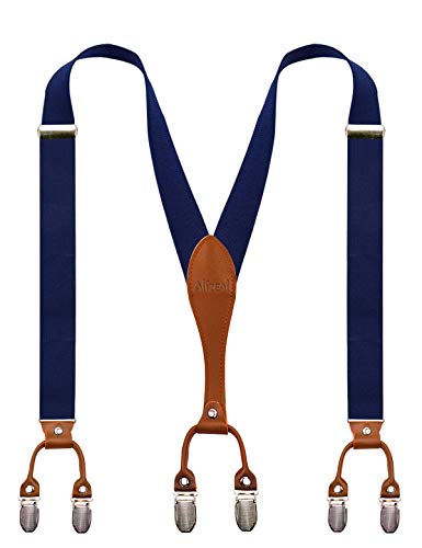 Men's Sturdy Metal Clips Genuine Leather Suspender, BD043