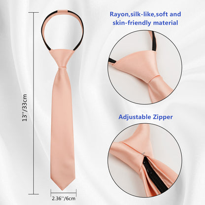 Boy's Classic Solid Bow Tie, Necktie and Suit Vest Set, 078-Peach