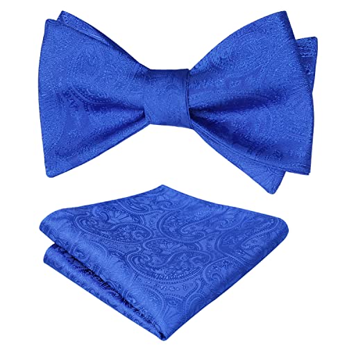 Men's Paisley Jacquard Tuxedo Self Bow Tie with Hanky Set for Wedding Party, 040