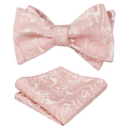 Men's Paisley Jacquard Self Bow Tie Pocket Square Set, 176