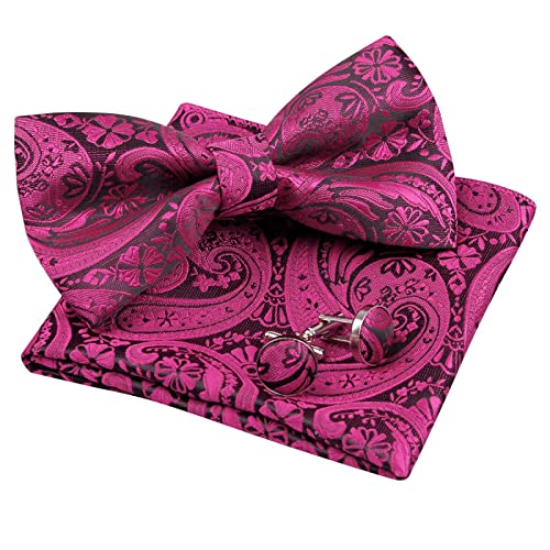 Men's Paisley Bow Tie, Pocket Square, Cufflinks Set, 168