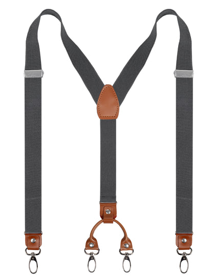 Men's 1 Inch Suspender with Leather Joint and 4 Swivel Hooks, BD035