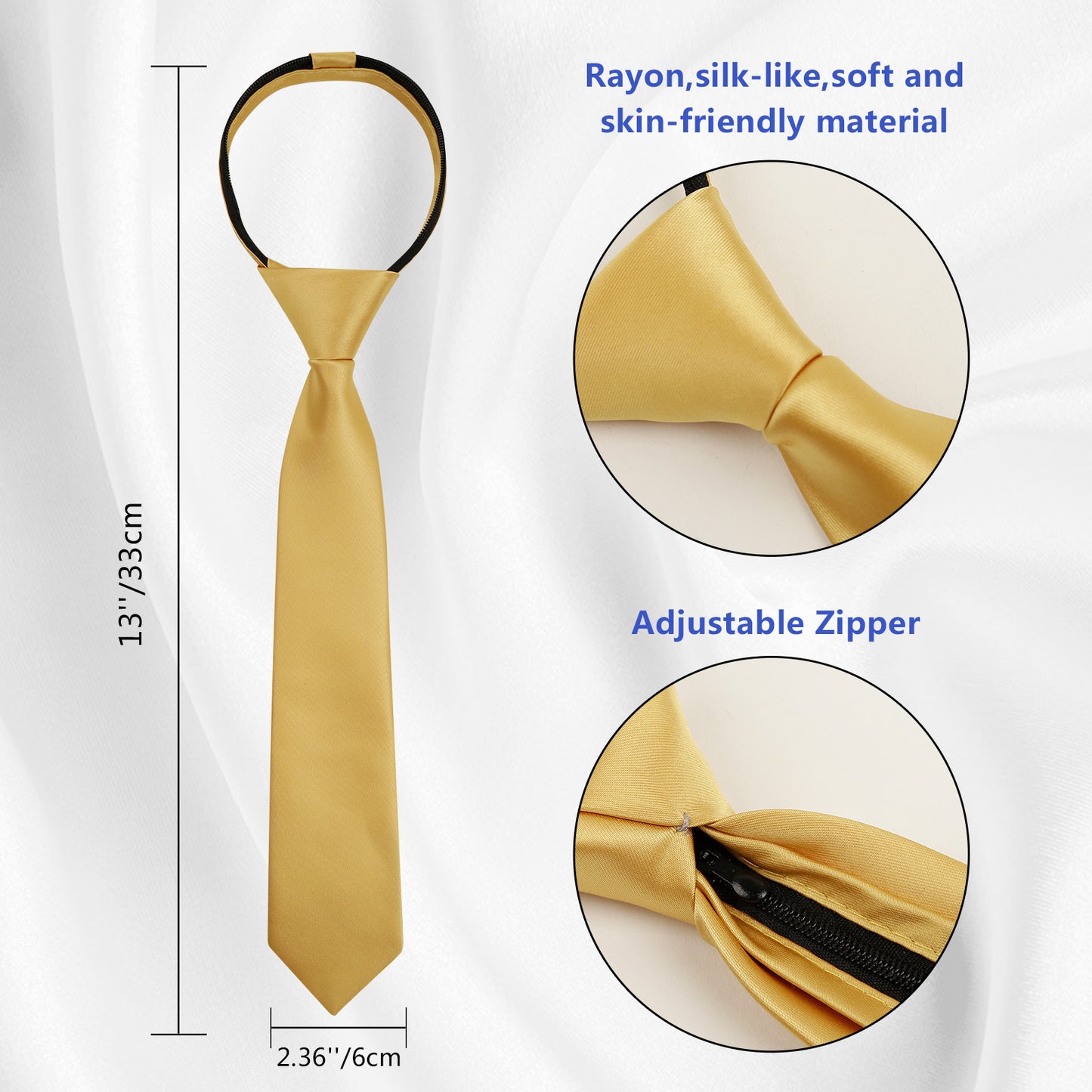 Boy's Classic Solid Bow Tie, Necktie and Suit Vest Set, 078-Golden