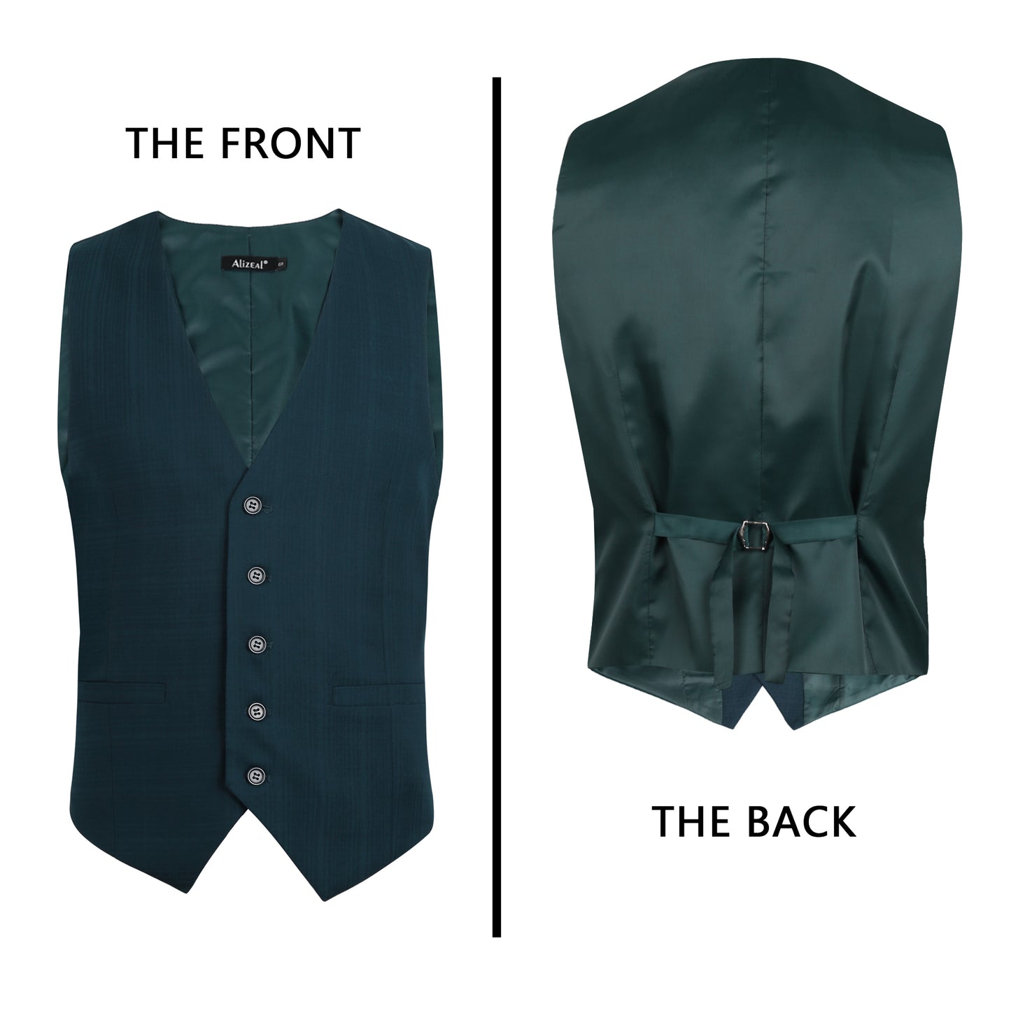 Men's Plaid Business Suit Vest Formal Dress Slim Fit Waistcoat, 194-Dark Green