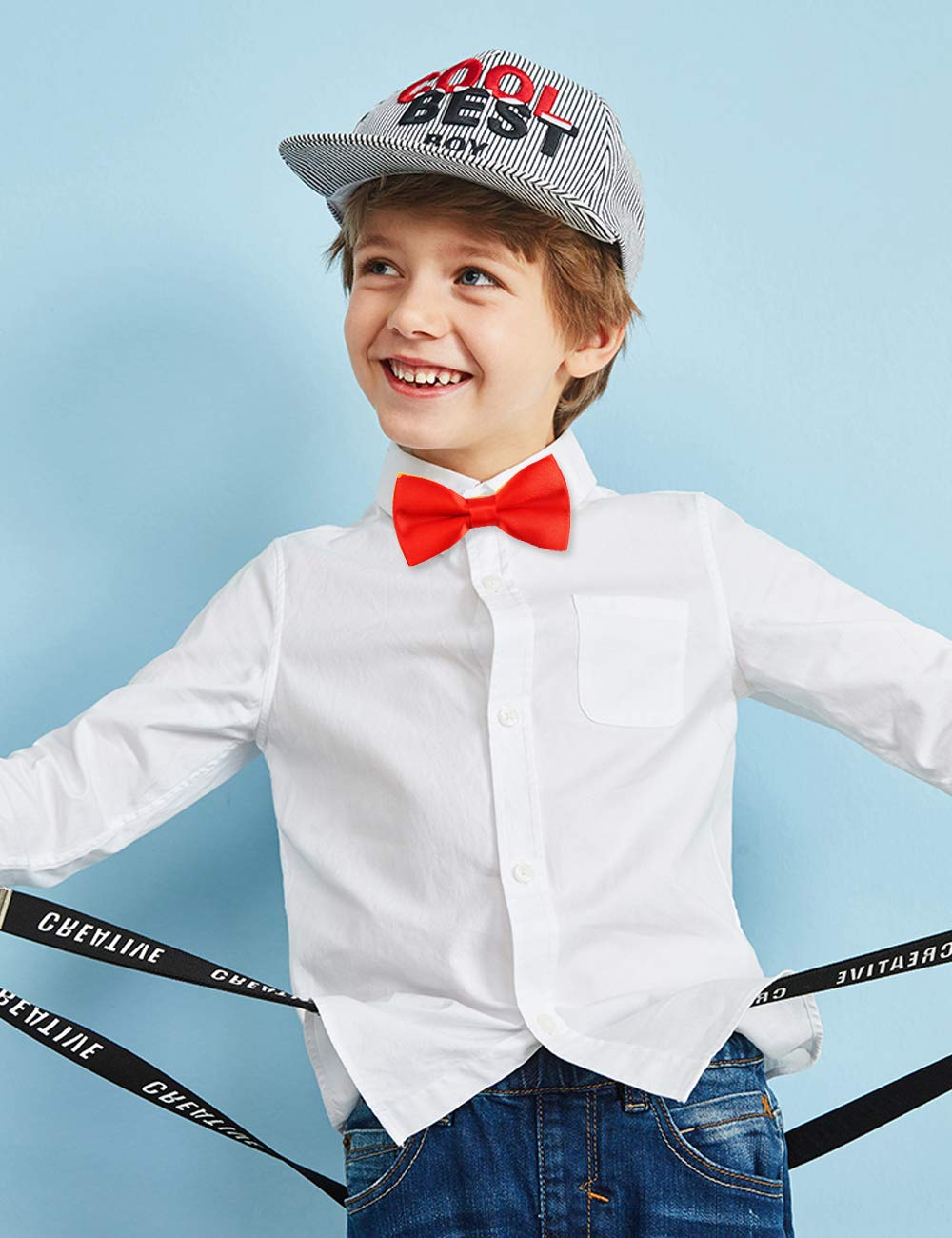 Alizeal Boy's Pre-tied Bow Tie Fancy Plain Adjustable Bow ties #070