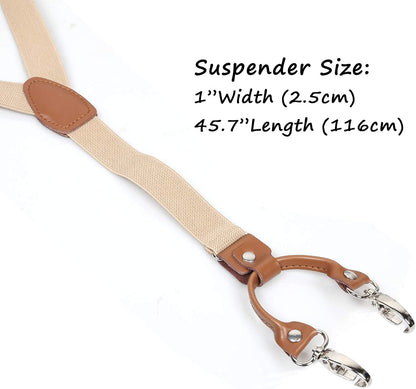 Men's 1 Inch Suspender with Leather Joint and 4 Swivel Hooks, BD035