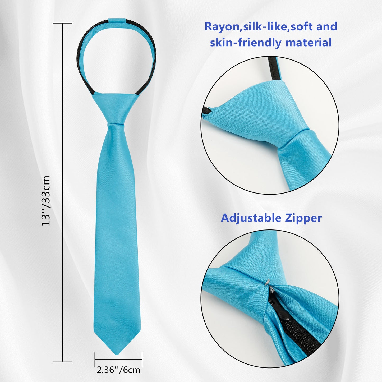 Boy's Classic Solid Bow Tie, Necktie and Suit Vest Set, 078-Turquoise