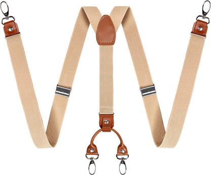 Men's 1 Inch Suspender with Leather Joint and 4 Swivel Hooks, BD035