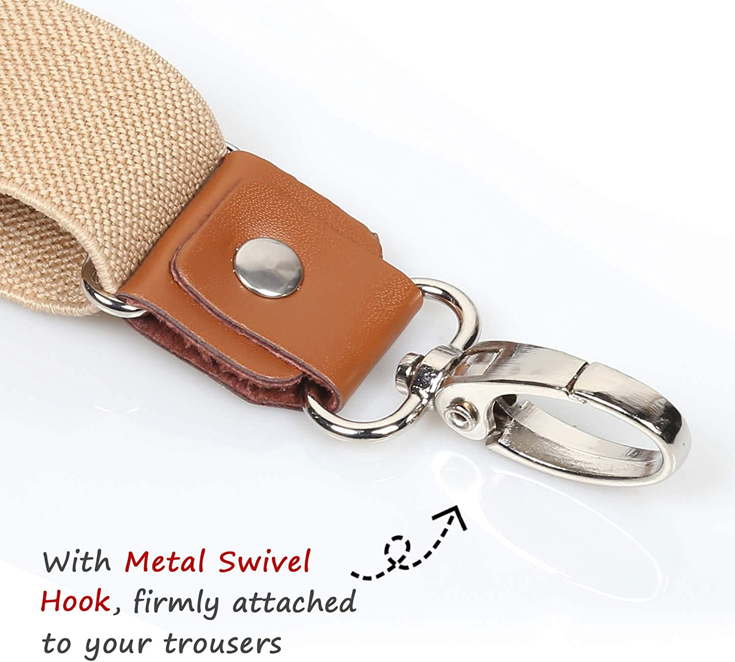 Men's 1 Inch Suspender with Leather Joint and 4 Swivel Hooks, BD035