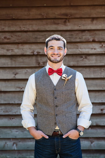 Men's Solid Color Banded Pre-tied Bow Ties, 001