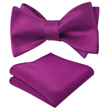 Men's Solid Self-tied Bow Tie and Handkerchief Set #055