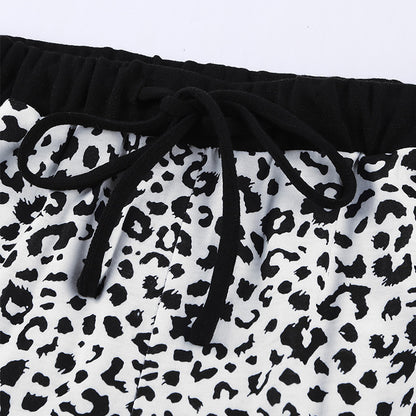 Women Two Piece Leopard Print Lounge Sets Shorts TP004