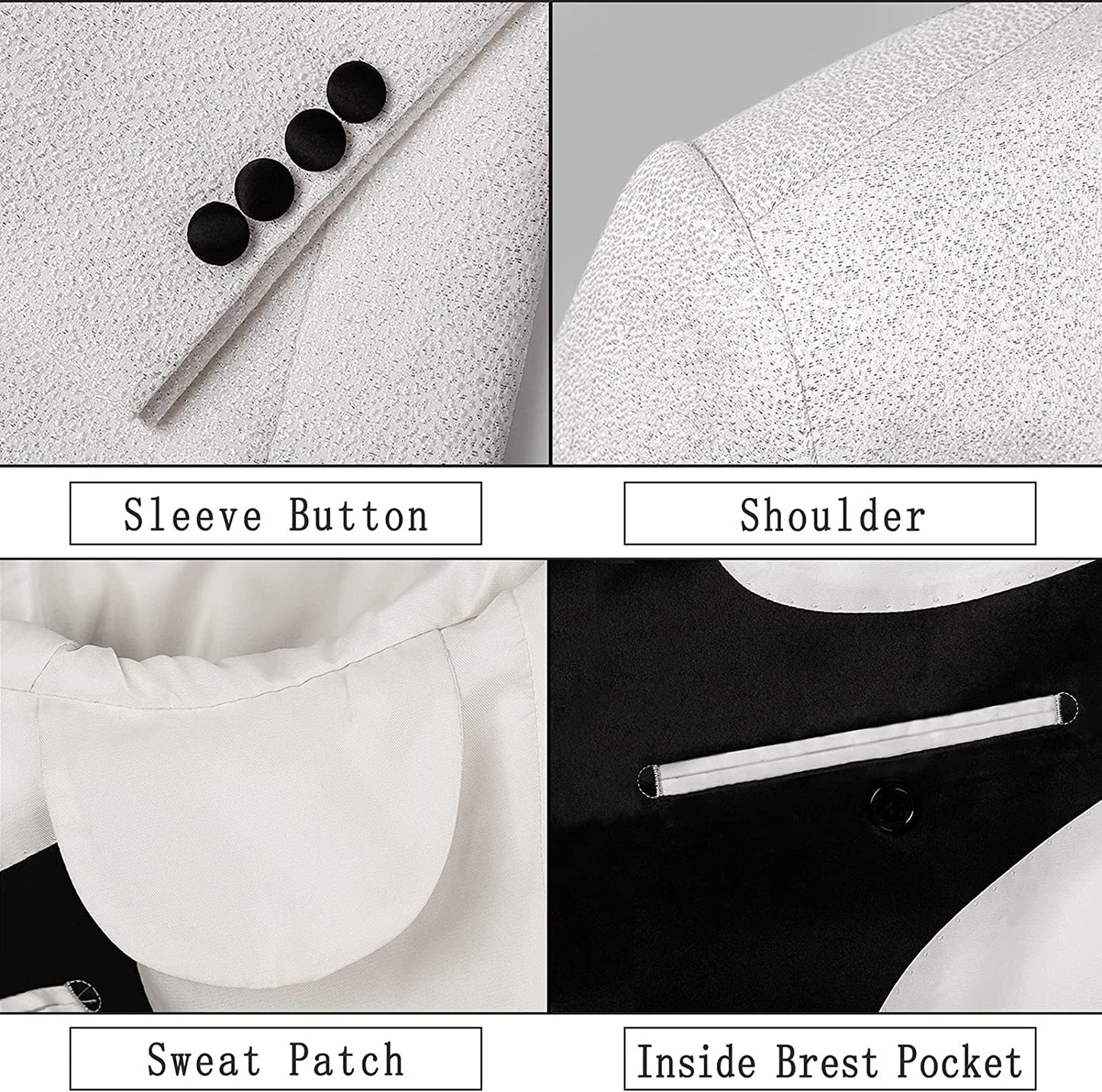 Men's Tuxedos Shawl Lapel One Button Fashion Jacquard Suit Blazer Jacket for Party Prom Wedding, 027-White