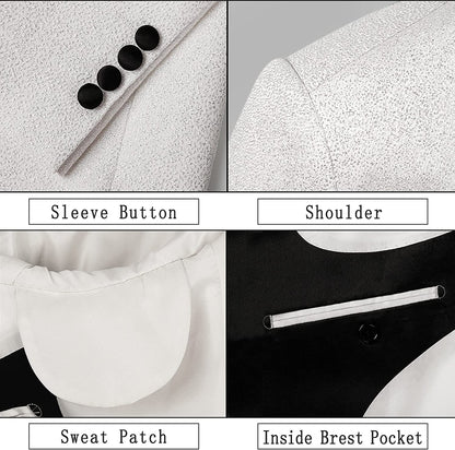 Men's Tuxedos Shawl Lapel One Button Fashion Jacquard Suit Blazer Jacket for Party Prom Wedding, 027-White