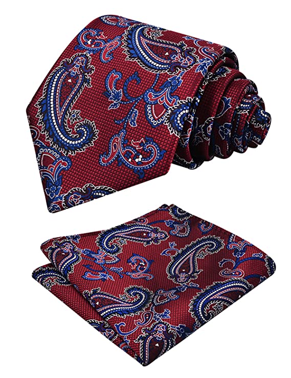 Men's 3.15'' Leaf Flower Pattern Tie with Floral Pocket Square Set, 146