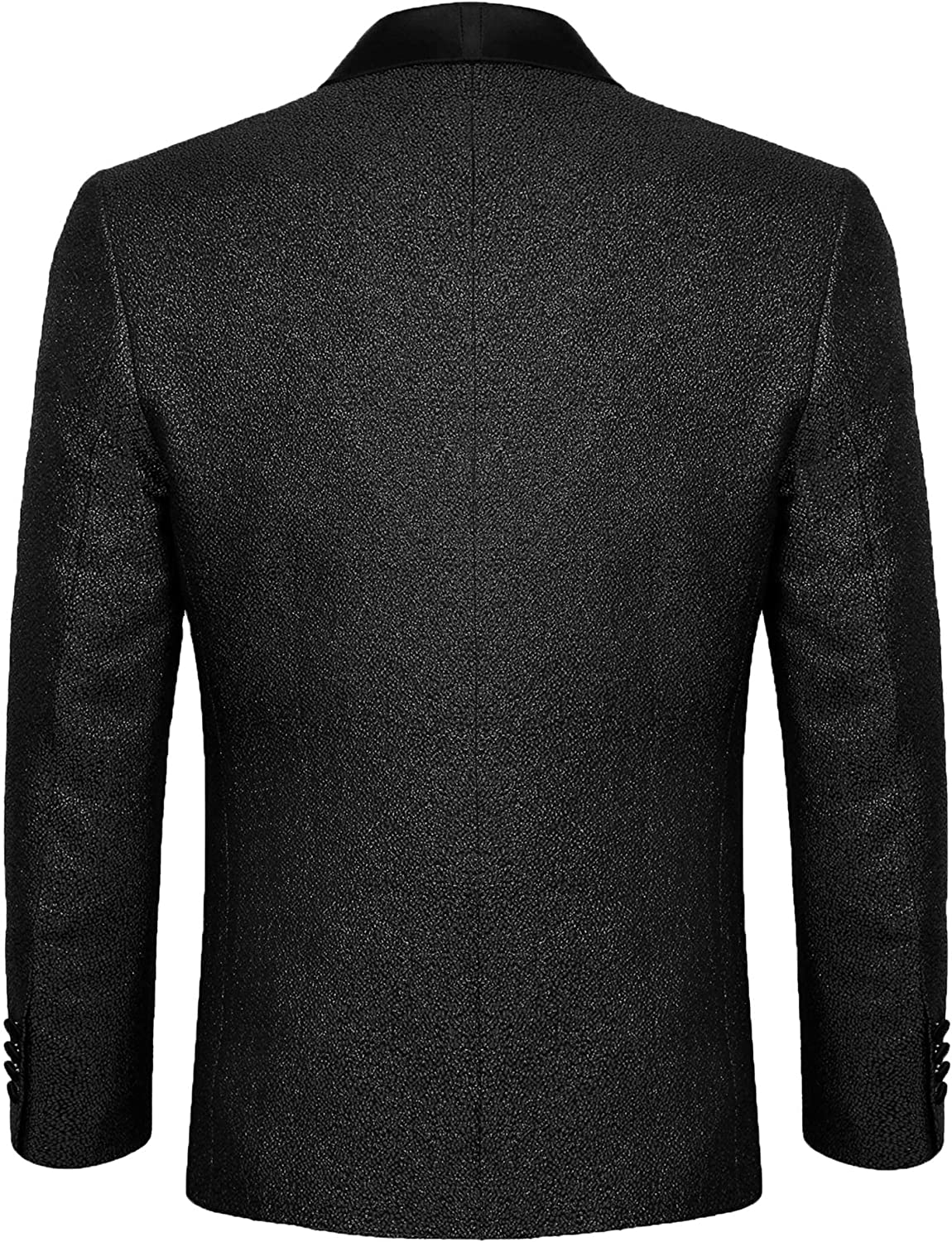 Men's Tuxedos Shawl Lapel One Button Fashion Jacquard Suit Blazer Jacket for Party Prom Wedding, 027-Black