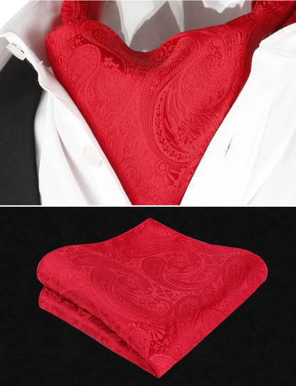 Men's Classic Paisley Cravat Tie with Pocket Square Handmade Floral Tie, Hanky Set, #138