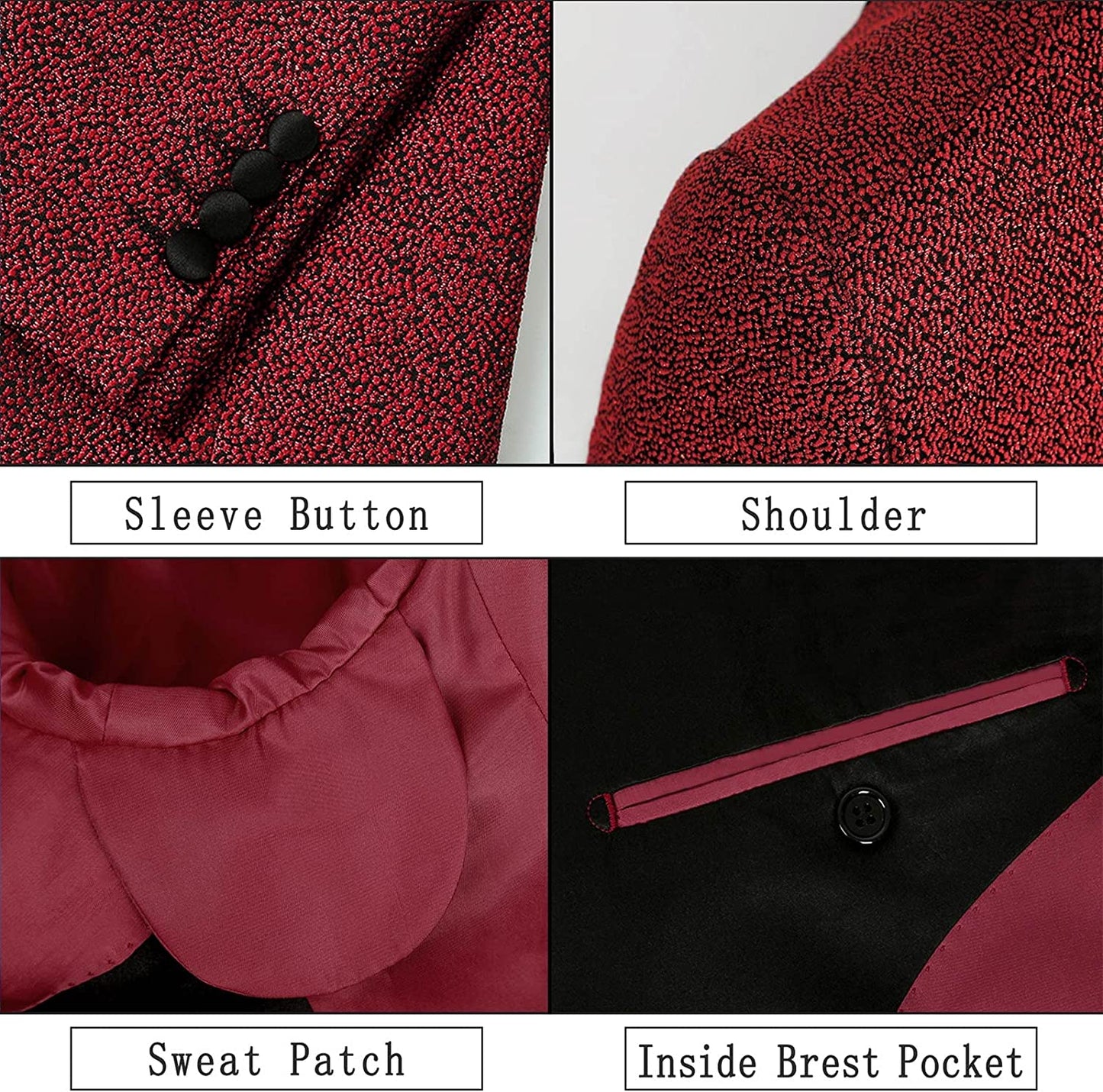 Men's Tuxedos Shawl Lapel One Button Fashion Jacquard Suit Blazer Jacket for Party Prom Wedding, 027-Wine Red