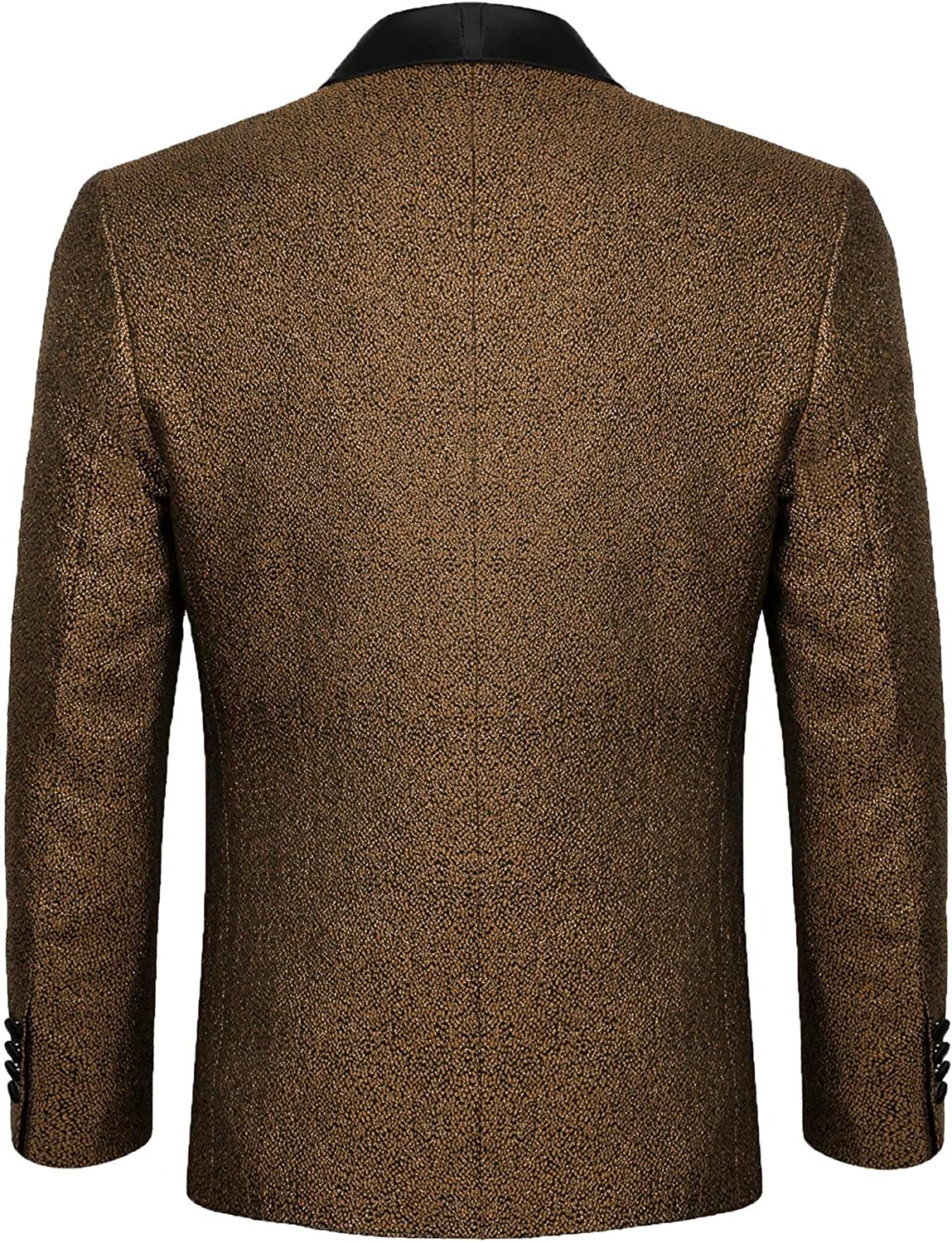 Men's Tuxedos Shawl Lapel One Button Fashion Jacquard Suit Blazer Jacket for Party Prom Wedding, 027-Brown