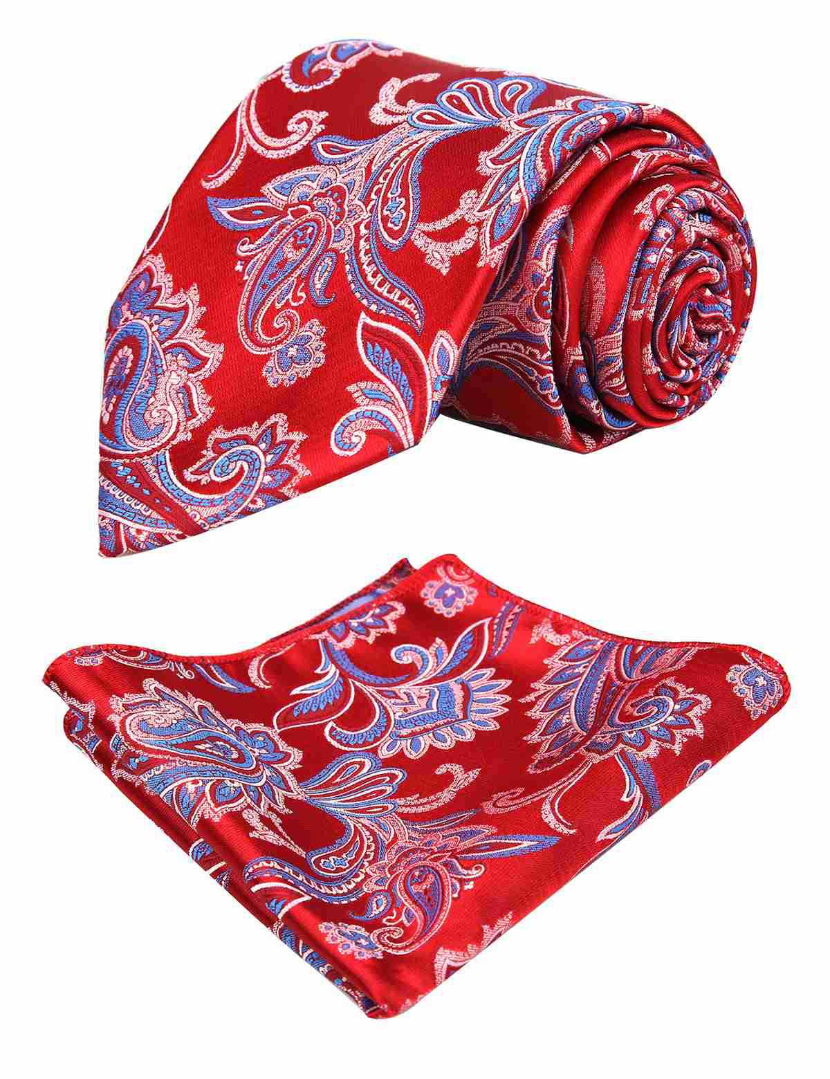 Men's Flower Tie with Floarl Pattern Pocket Square 3.15inches Necktie Set, 149