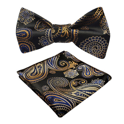 Men's Self-tied Paisley Bow Tie and Pocket Square Set, 167