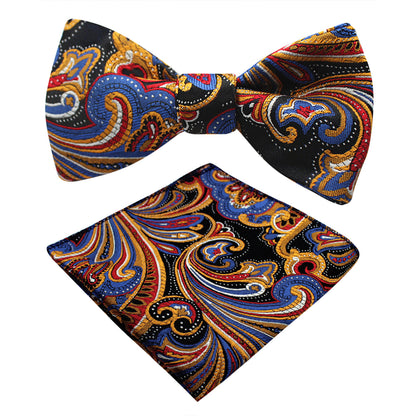 Men's Self-tied Paisley Bow Tie and Pocket Square Set, 167