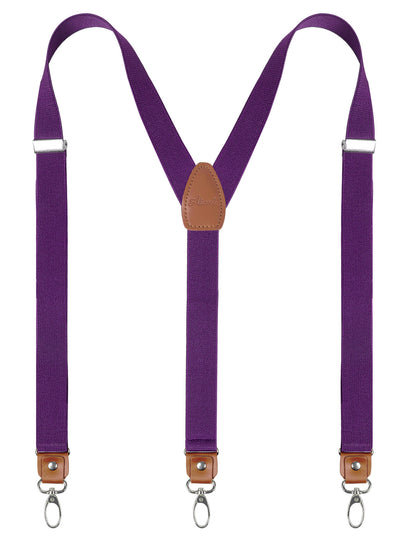 Men's 1 Inch 3 Swivel Hooks Suspender with Leather Joint and Elastic Band, BD034