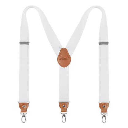 Men's 1 Inch Suspender with Leather Joint and 4 Swivel Hooks, BD035