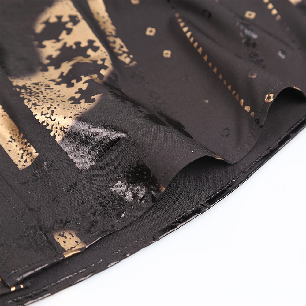 Alizeal Men's Lapel Bronzing Shirt Casual Slim Fit Shiny Pattern Button-Down Long Sleeve Shirt, 009-Baroque