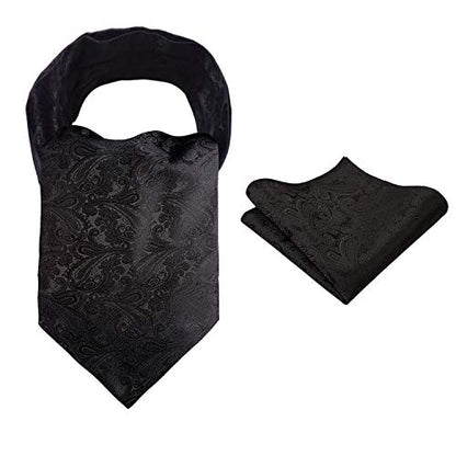 Men's Paisley Ascot Tie Cravat Satin Self Tie and Handkerchief Set, 139