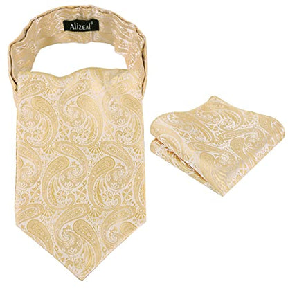 Men's Classic Paisley Cravat Tie with Pocket Square Handmade Floral Tie, Hanky Set, #138