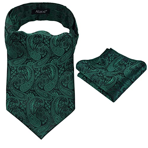 Men's Classic Paisley Cravat Tie with Pocket Square Handmade Floral Tie, Hanky Set, #138